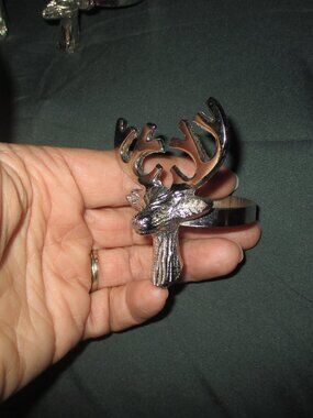 Silver Stag Deer Elegant Napkin Ring Holders Set of 8